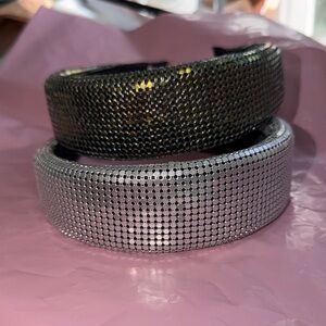 Elegant Silver and Black Rhinestone Headbands two headband